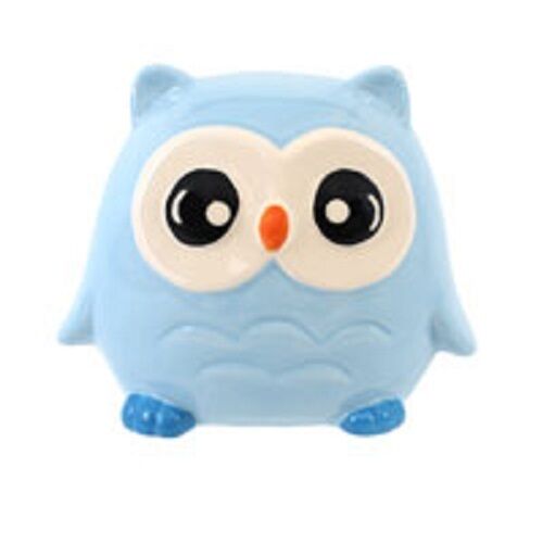 OWL money box-BLUE OR PINK hand-painted H:15cm W:8.5cm D:8.5cm PERFECT GIFT none