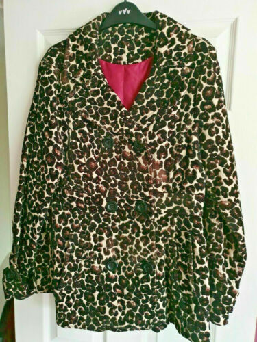 funky New Look Ladies' Leopard Print Coat Jacket Size 14/ 16.belt.raincaot.lined New Look