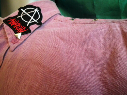 Unisex bespoke punk shirt-patches,studs.bEN sHERMAN.46"CH.ONLY ANARCHISTS R PRET Ben Sherman