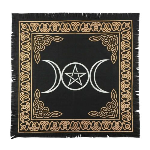 wicca/new age/pagan/GOTH/ 65x65cm black cotton Triple Moon Pentacle Altar Cloth none