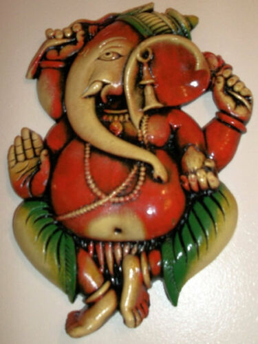 Good Luck Ganeshe-Wall Plaque-Hand- Painted clay Ganeshe Wall Plaque Unbranded