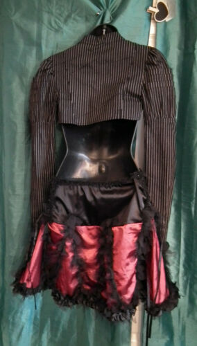 Raven Gothic Skirt-RED SATIN, WITH BLACK LACE,ELASTIC WAIST.SIZE14UK Raven