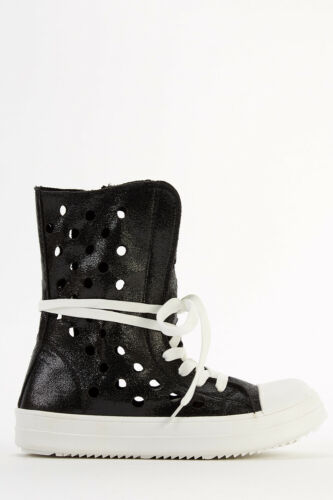 Laser Cut High Top Metallic Trainers-lace-up.perfect for spring/summer/festivals Unbranded