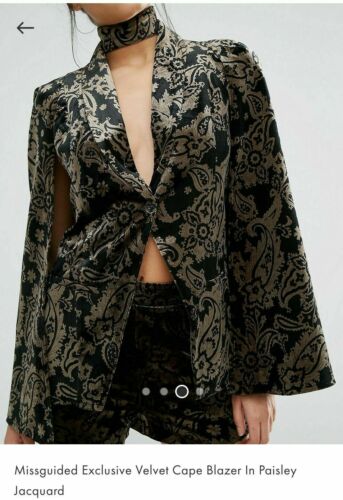 Bnwt Missguided Gothic Steampunk Cape Blazer 14 Sexy Velvet Black Copper RRP£55 Missguided