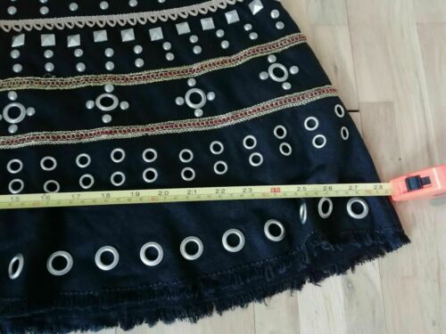Ladies 12 black Skirt, A line style, VGC fixed belt, studs, punk, Morgan quality Morgan