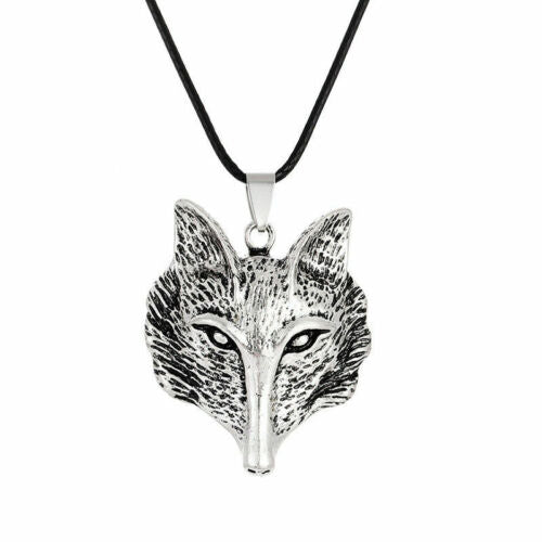 Viking Tibetan Silver Wolf Head Pendant Necklace Amulet Animal Men Jewellery Unbranded