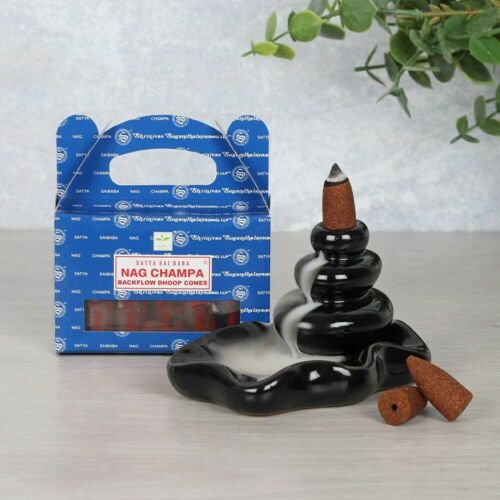 PAGAN/WICCAN•Box of 6 Satya Nag Champa Backflow Dhoop Cones- H11cm X W10cm X D Unbranded