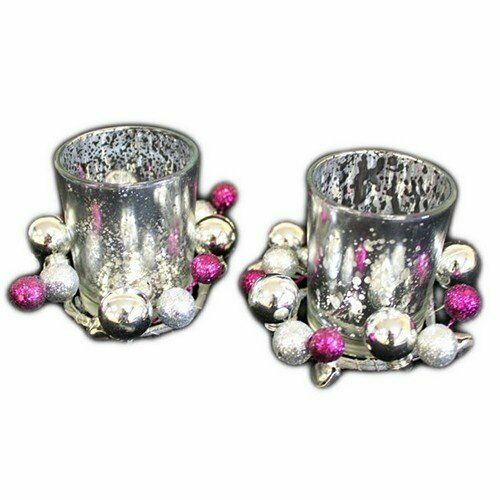 ambient Purple & Silver Twin Deco TEA-LIGHT Candle Holders.PERFECT GIFT,AMBIENCE Unbranded