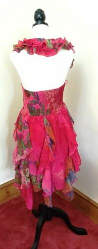 Stunning Ax Paris Cerise Print Halter Neck Dress Size 10-rose ruffle detail,diag AX Paris