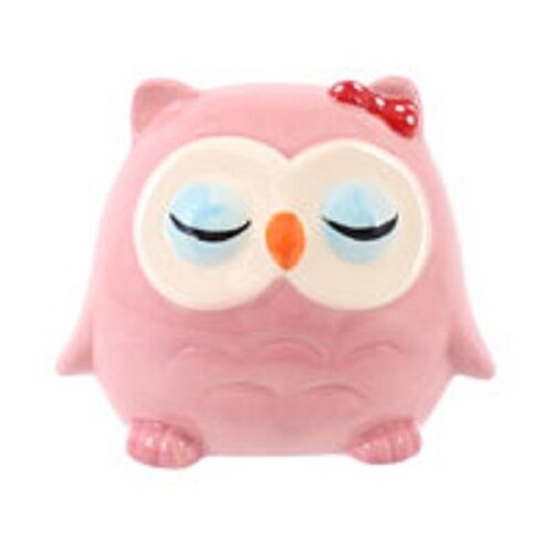 OWL money box-BLUE OR PINK hand-painted H:15cm W:8.5cm D:8.5cm PERFECT GIFT none