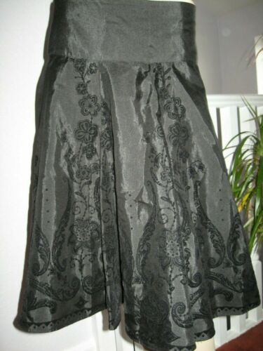 Zara black regal velvet embossed flared panel skirt size S boho gothic party Zara