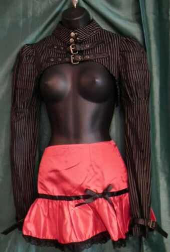 pHAZE Gothic Skirt-RED SATIN, WITH BLACK LACE,ELASTIC WAIST.SIZE8UK PHAZE