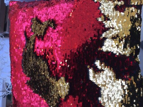 funky reversible sequin cushion cover -twin pack. red/gold black/silver pink/pur unbranded