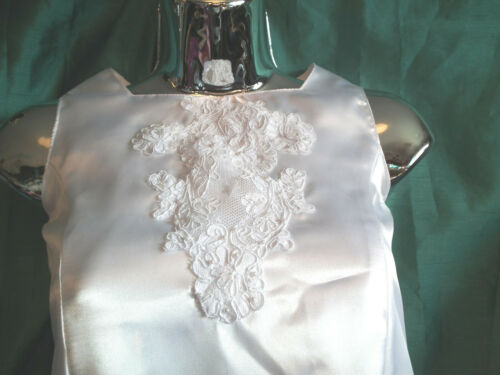 New white satin kneelength WEDDING/PROM skater dress beadwork.sizexxsBUST 28" none