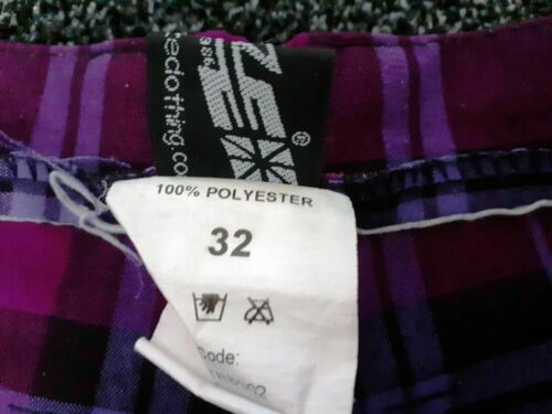 Purple Tartan Punk bondage Trousers - Phaze Clothing Size 32-zips,straps Phaze Clothing