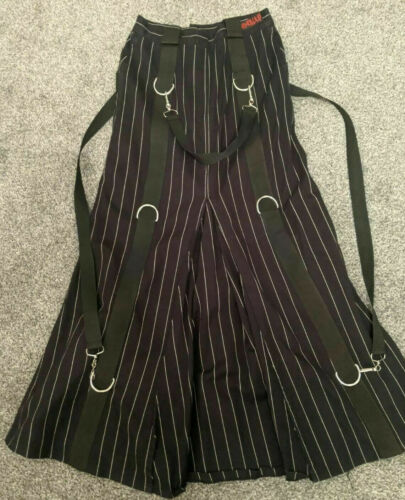 Aderlass Pinstripe Skirt With D Ring Attachments Size S Cyber Goth Alternative aderlass