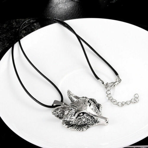 Viking Tibetan Silver Wolf Head Pendant Necklace Amulet Animal Men Jewellery Unbranded