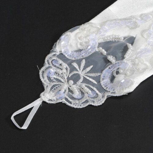 Sexy WHITE Fingerless lacy Gloves-Bridal Fingerless Wedding Accessory Lace none