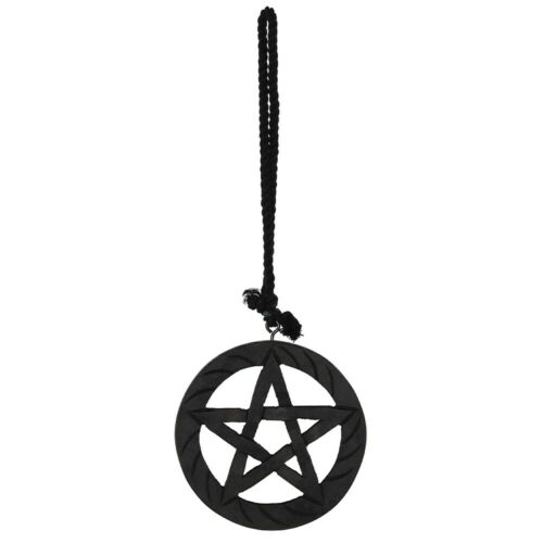 PAGAN/WICCAN/NEW AGE Black Wooden Hanging PENTACLE- H42cm X W15cm X D1cm Unbranded