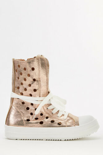 Laser Cut High Top Metallic Trainers-lace-up.perfect for spring/summer/festivals Unbranded