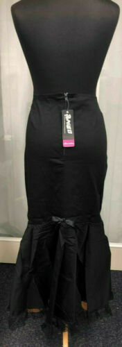 LUSH Phaze Long Stretch Canvas Skirt black Ribbon New Size 12 goth punk style phaze
