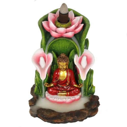 PAGAN/WICCAN•Colourful Buddha Backflow Incense Burner- H:14cm W:12cm D:13.5cm Unbranded