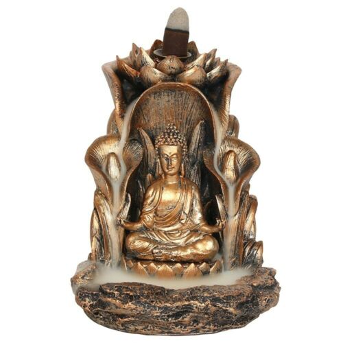 PAGAN/WICCAN/NEW AGE-Bronze Buddha Backflow Incense Burner-H:14cmW:12cmD:13.5cm Unbranded