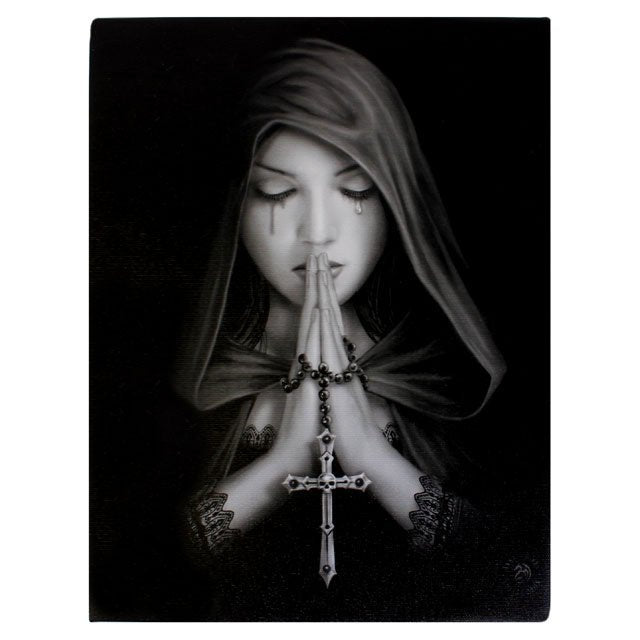 19x25cm Gothic Prayer Canvas Plaque by Anne Stokes Wonkey Donkey Bazaar