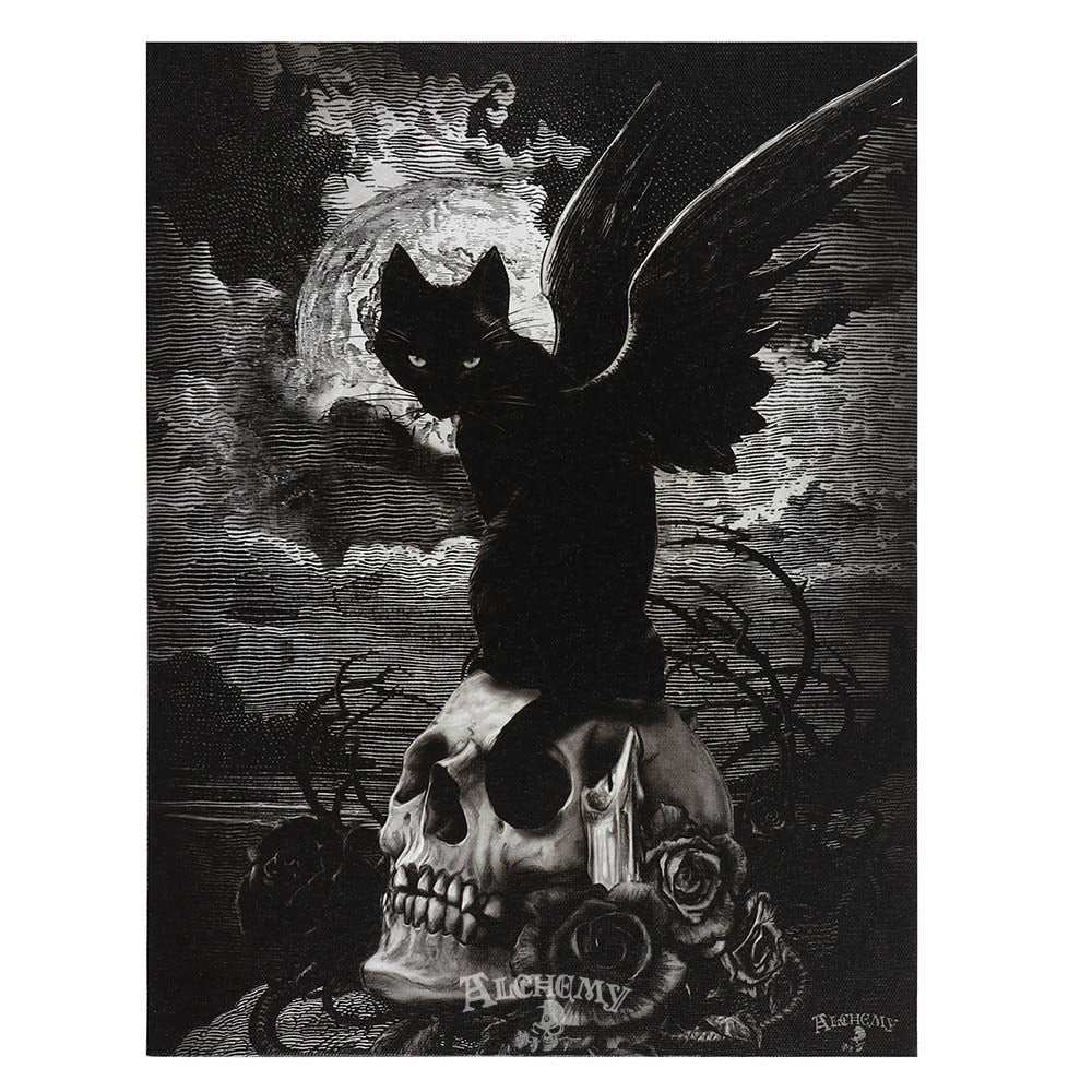 19x25cm Nine Lives of Poe Canvas Plaque by Alchemy - Wonkey Donkey Bazaar