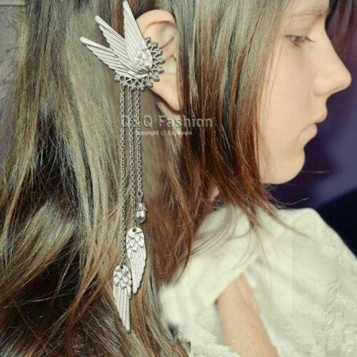 1Pair Fairy Elf Pixie Angel Wing Long Tassels Ear Cuffs Clips Cosplay Earrings - Wonkey Donkey Bazaar