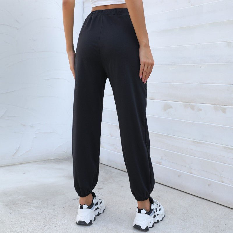 2021 summer new casual pants women's black street fashion trend printed straight pants - Wonkey Donkey Bazaar