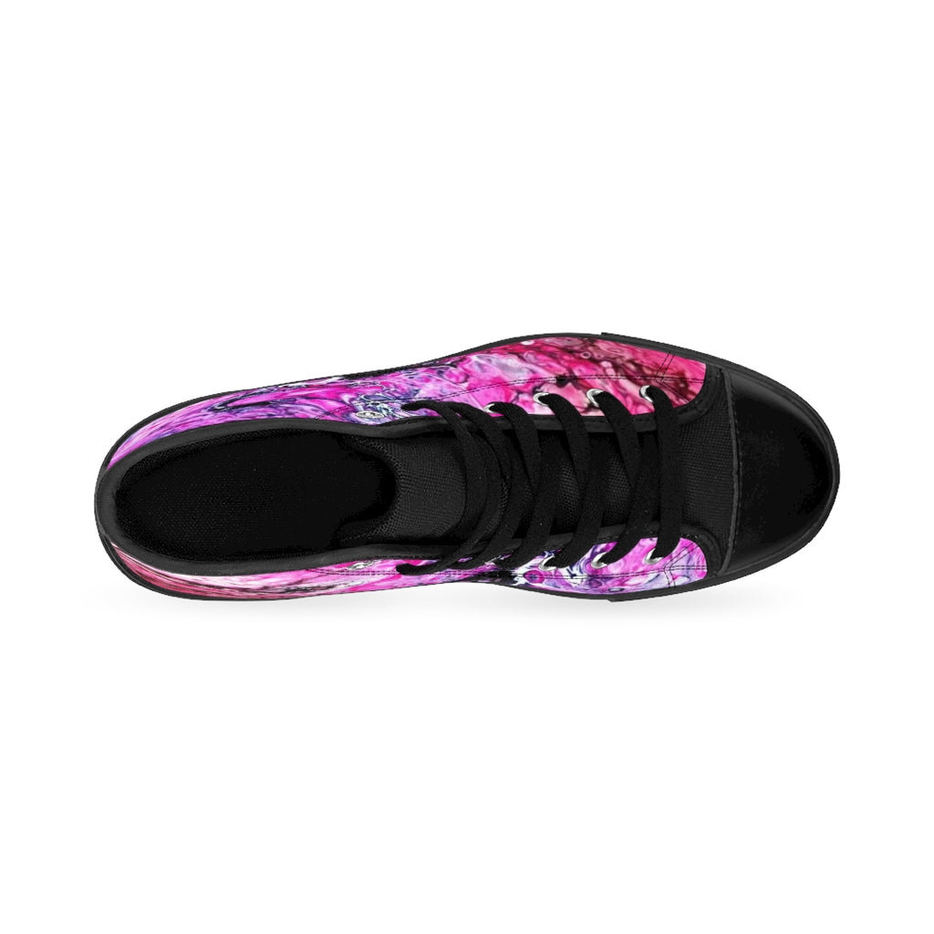 Men's High-top Sneakers-pink marble by Aditi-Kali Printify