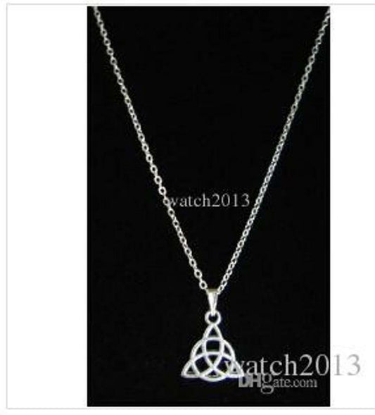 Vintage Silver Pagan/Celtic Triquetra Knot Charms Long Chain Statement Necklace Unbranded