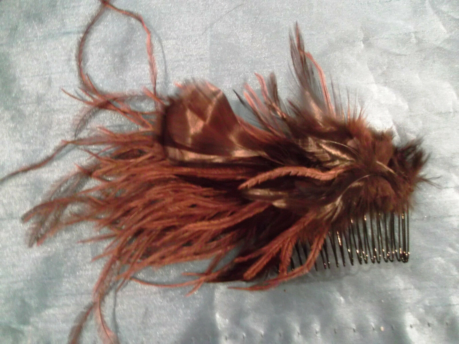 gorgeous brown handmade feather fascinator-comb/slide-special occasions 7"x3"apr WonkeyDOnkeyBazaar