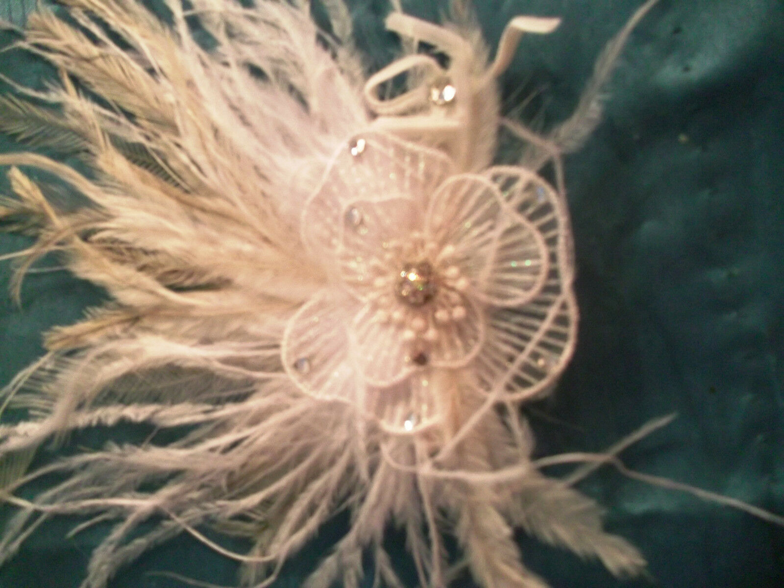 gorgeous white handmade feather fascinator-clamp-special occasions 7"x9"apr smal WonkeyDOnkeyBazaar