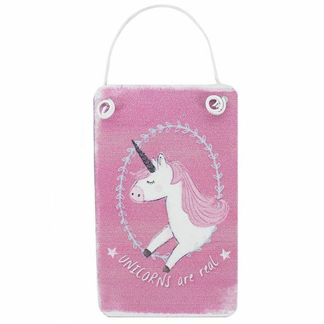 Mini Pink Unicorn Metal Sign. H:5.00cm x W:8.00cm x D:0.50 nursery/gift/stocking Shabby Chic