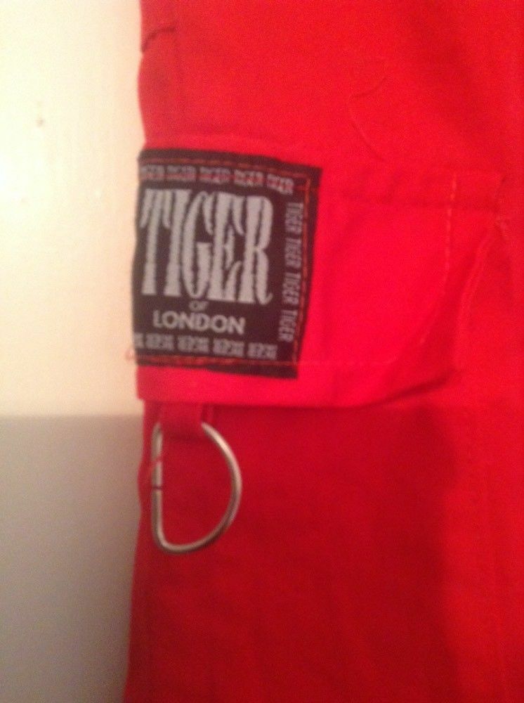 Vintage  punk Red  BONDAGE trousers By Tiger London. WAIST 28" Tiger London