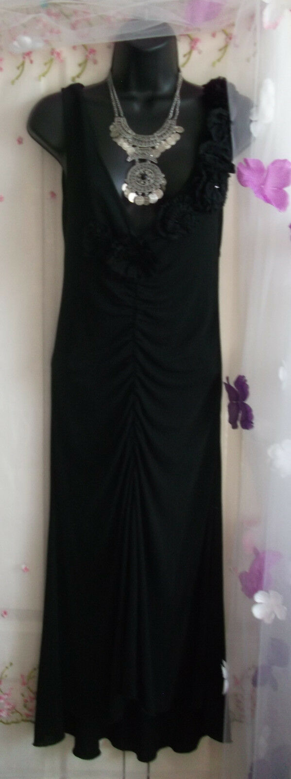 Gorgeous Black Dress By Moschino Cheap and Chic size 10, rose ruffle detail/plun Moschino
