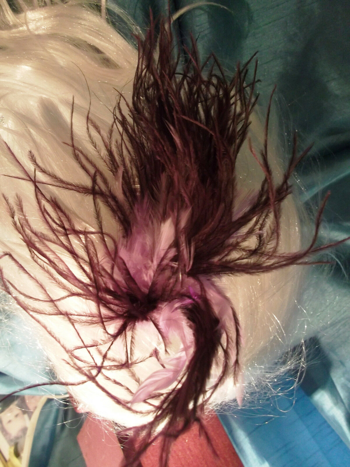 gorgeous purple hand made feather fascinator-comb/slide-special occasions 8"x6" WonkeyDOnkeyBazaar
