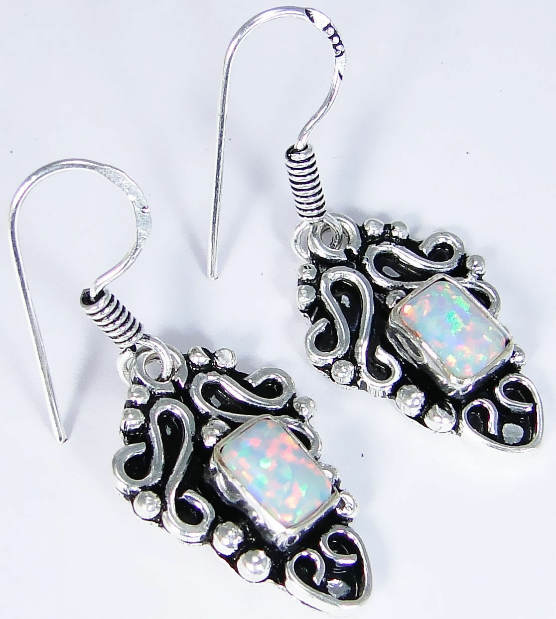 unusual Fire Opal & 925 Silver Handmade Stunning Earrings 36mm PG-10117 &giftbox "Handmade"