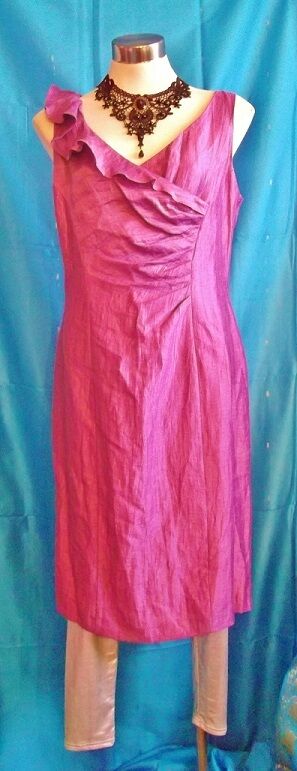 GORGEOUS Kaikoo purple dress, size14,f shoulder flounce, sleeveless Kaikoo