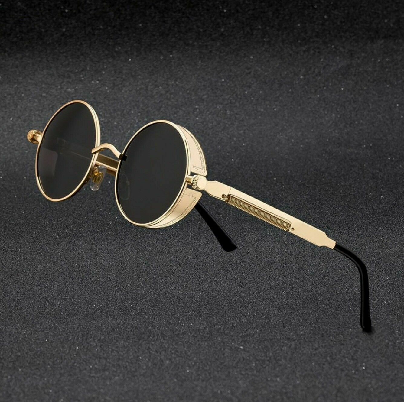 Vintage Polarized Steampunk/biker Sunglasses unisex Brand Design Round UV400 Vintage