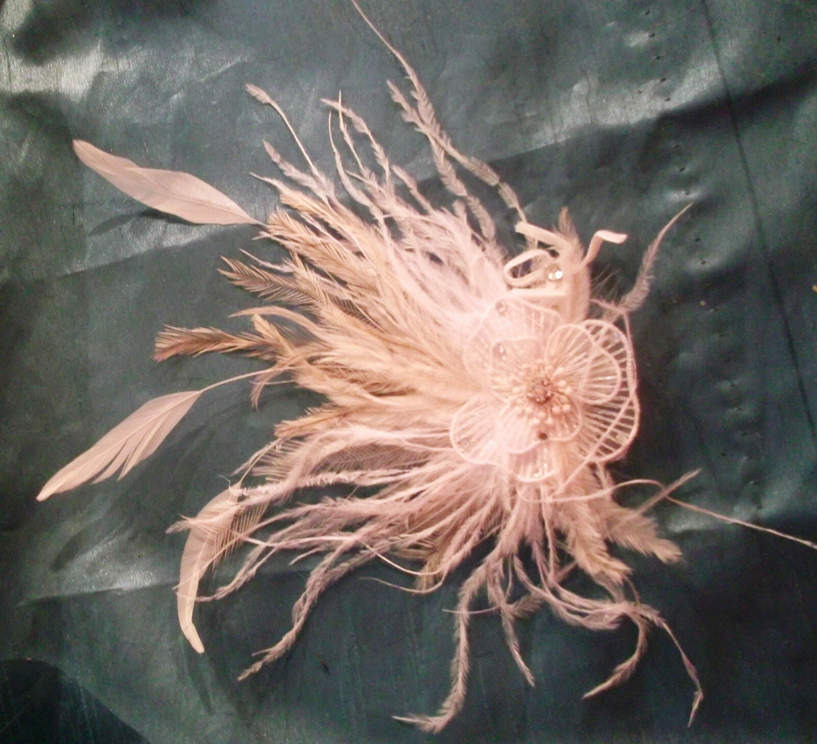 gorgeous white handmade feather fascinator-clamp-special occasions 7"x9"apr smal WonkeyDOnkeyBazaar