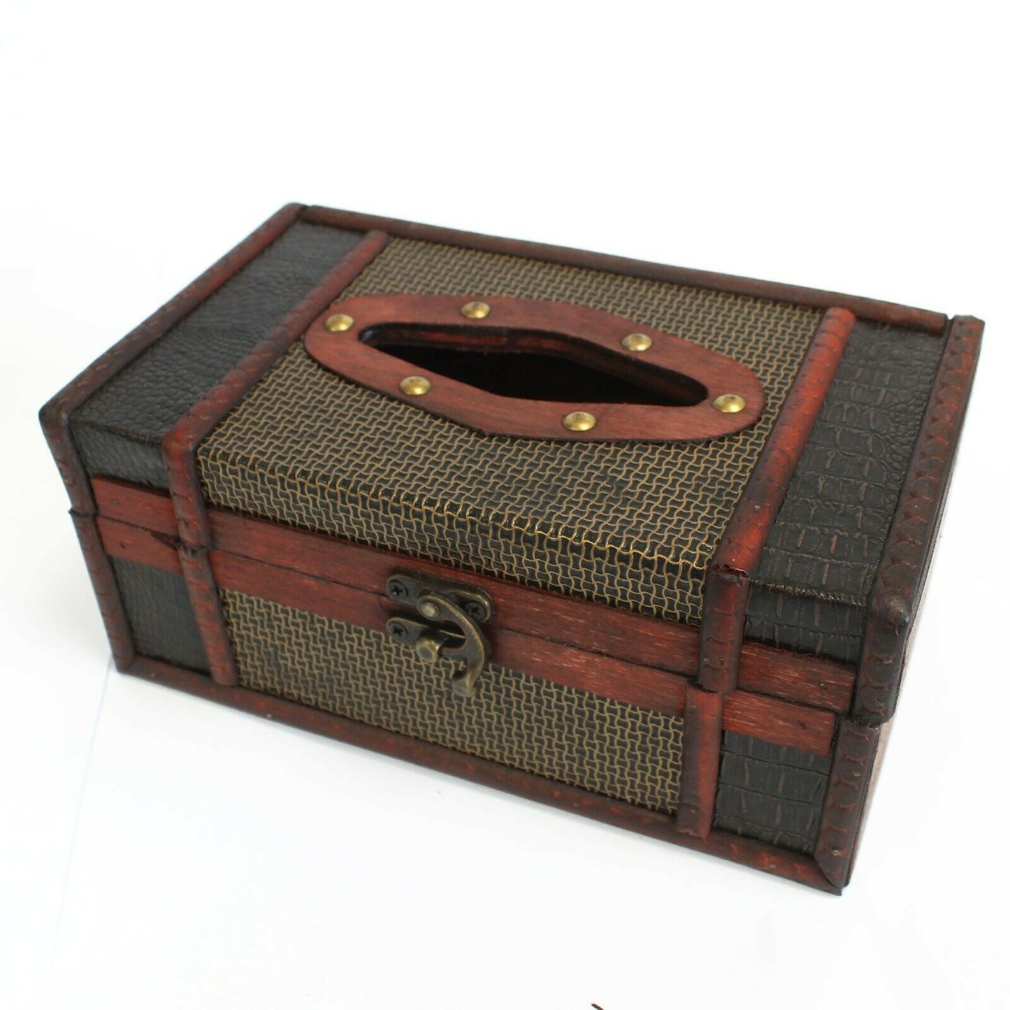STEAMPUNK/ VINTAGE Large Tissue Box Trunk Style WOODEN HANDMADE Boxes none