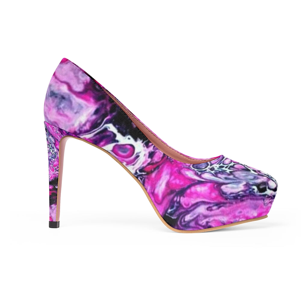 Women's Platform Heels-pink marble by aditi-kali Printify