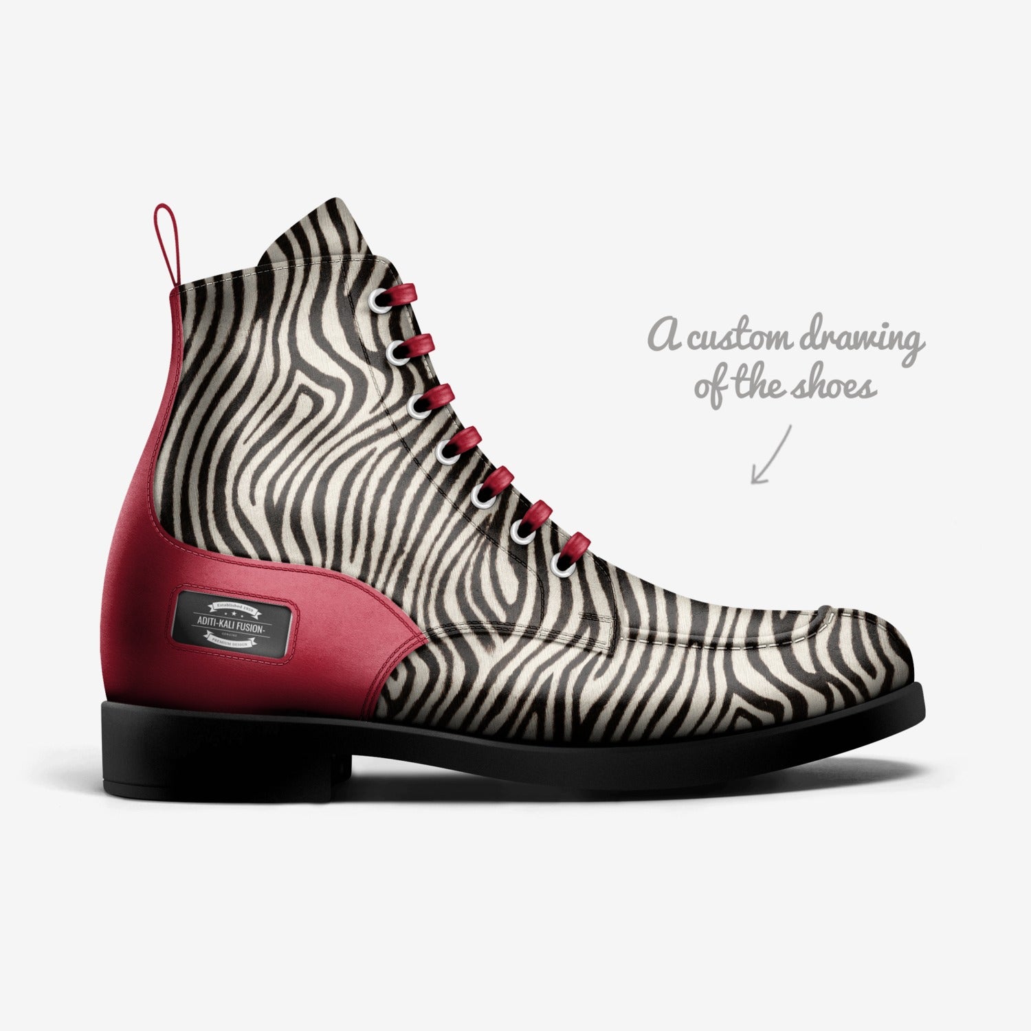 aditi-kali fusions-elegant biker boot-red/black/zebra Wonkey Donkey Bazaar