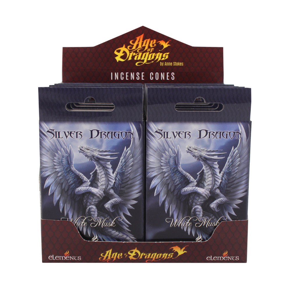 Set of 12 Packets of Silver Dragon Incense Cones by Anne Stokes Wonkey Donkey Bazaar