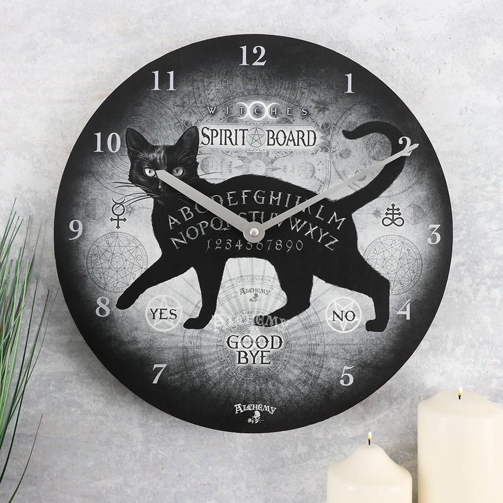 Alchemy Black Cat Spirit Board Clock Wonkey Donkey Bazaar