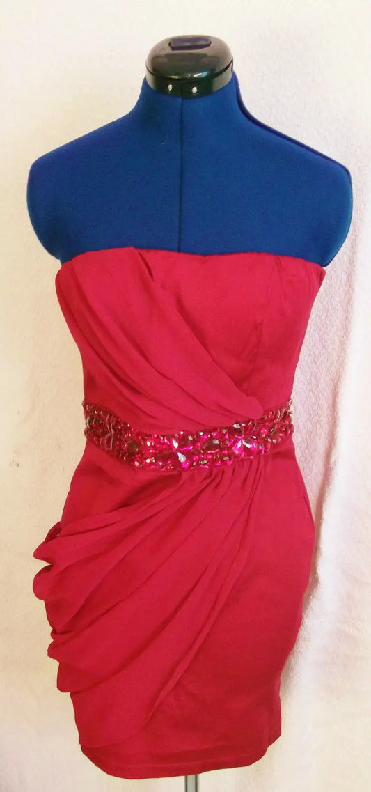 AXParis Pink strappy draped fitted dress.size14 crystal embellishment AX Paris