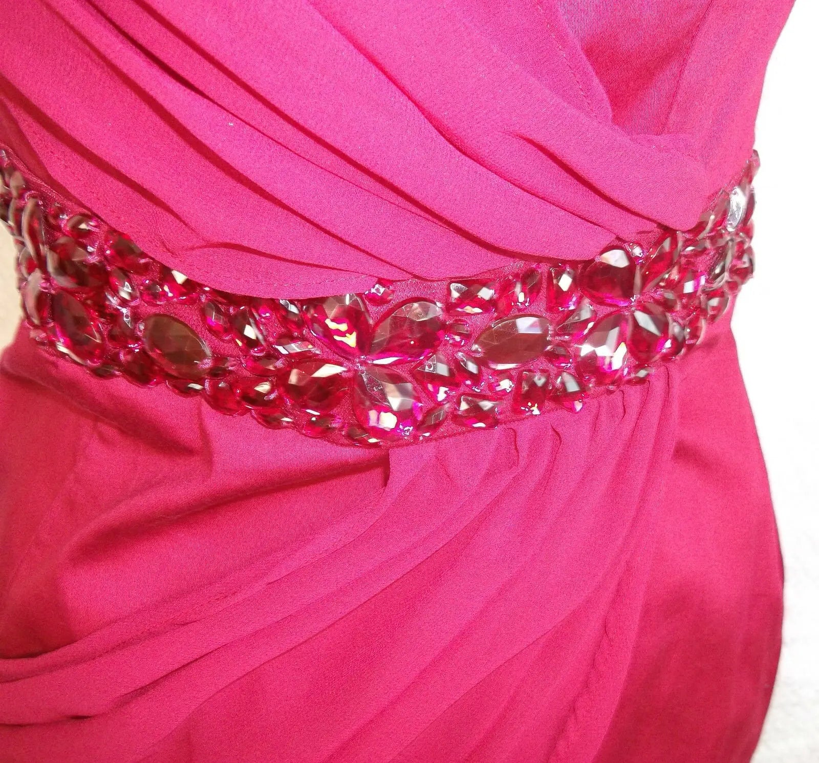 AXParis Pink strappy draped fitted dress.size14 crystal embellishment AX Paris